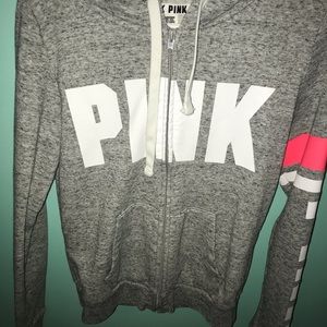 Grey PINK zip up sweatshirt